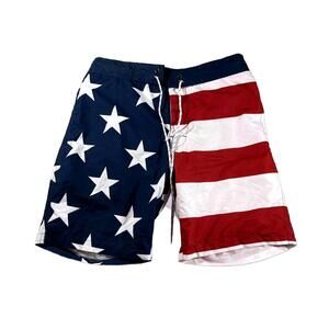 St. John's Bay Men's American Flag Swim Trunks Size M